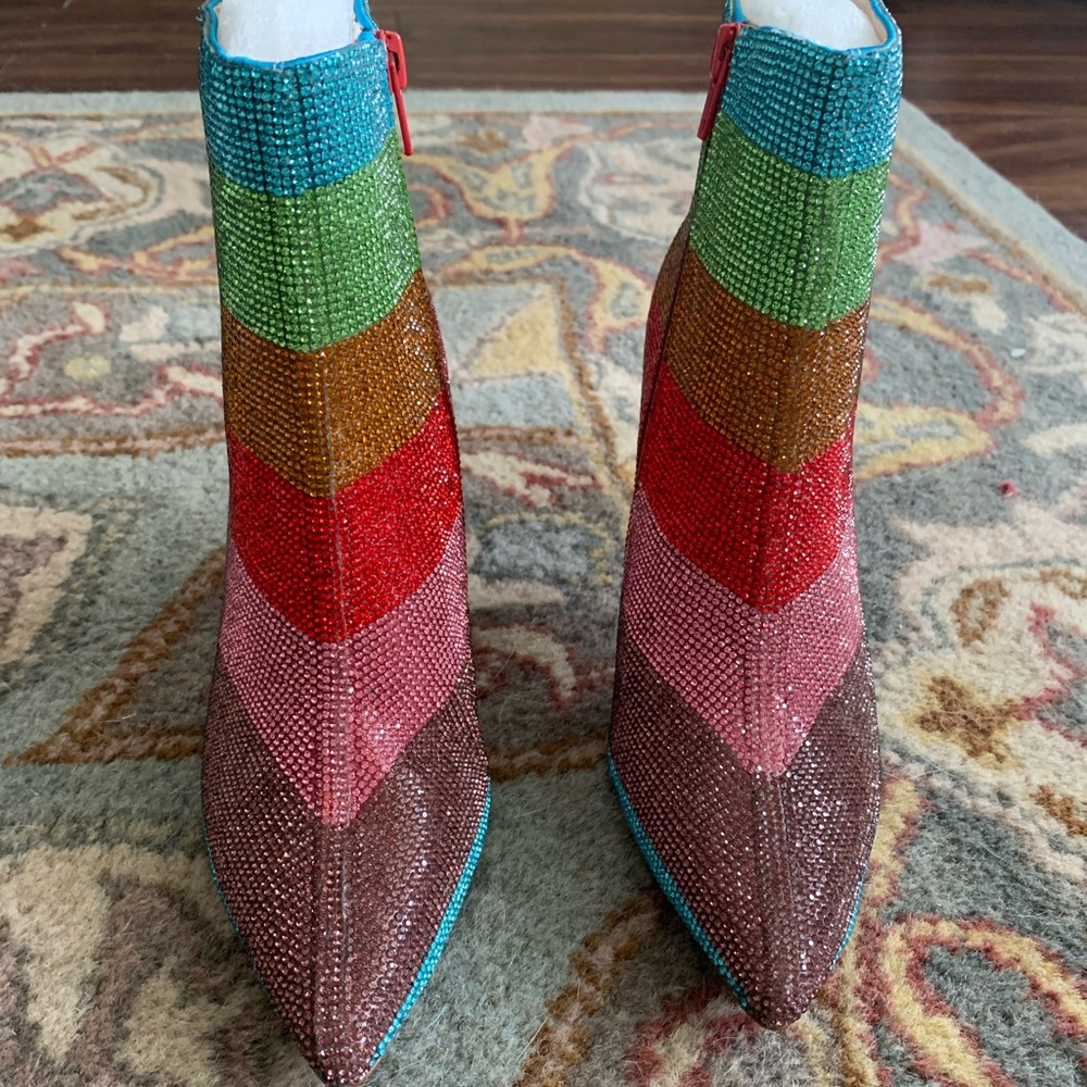 Brand New Betsey Johnson Emmy Multi-Stripe Booties